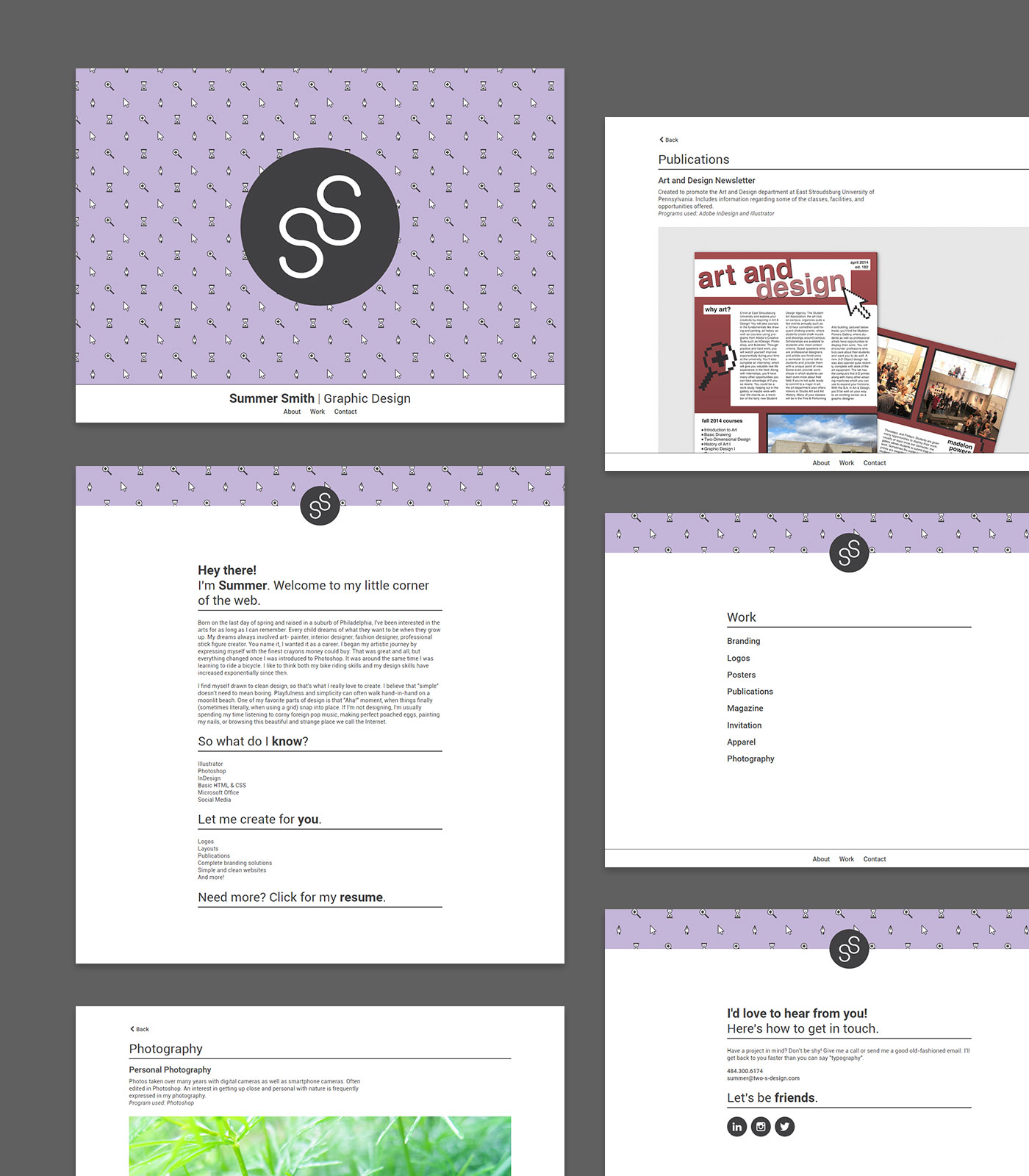 portfolio site mockups