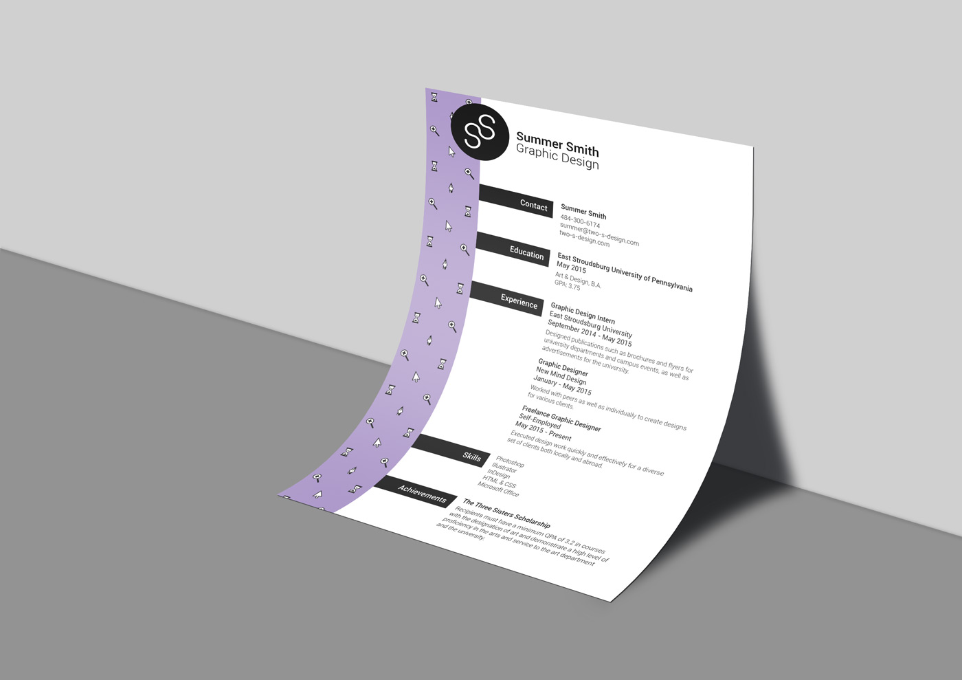 resume leaning on wall