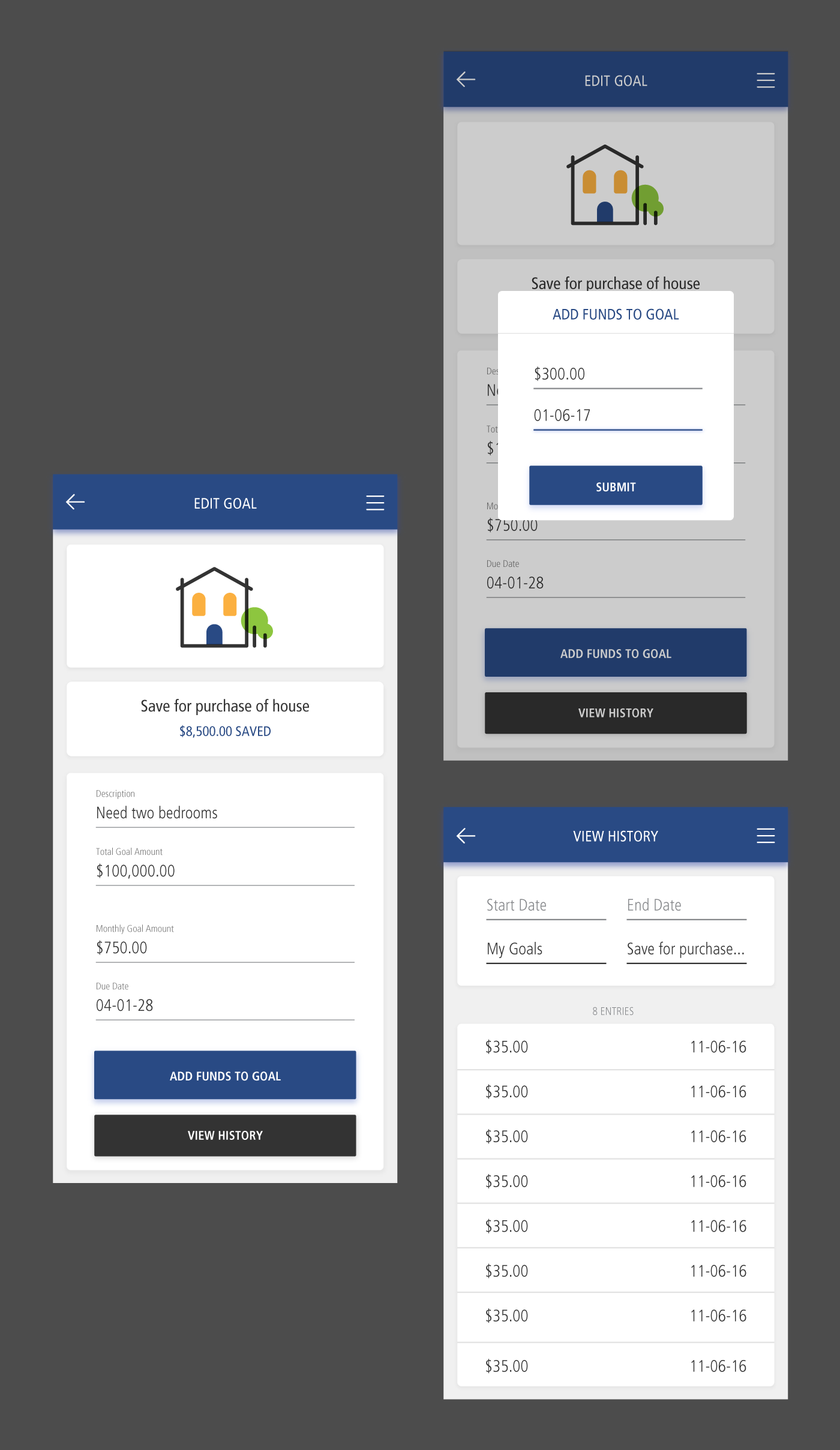 mygoals mockups
