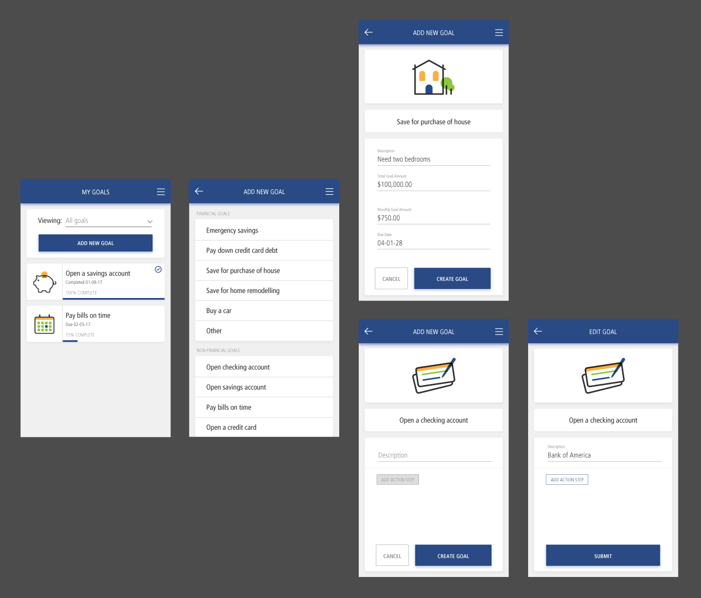mygoals mockups