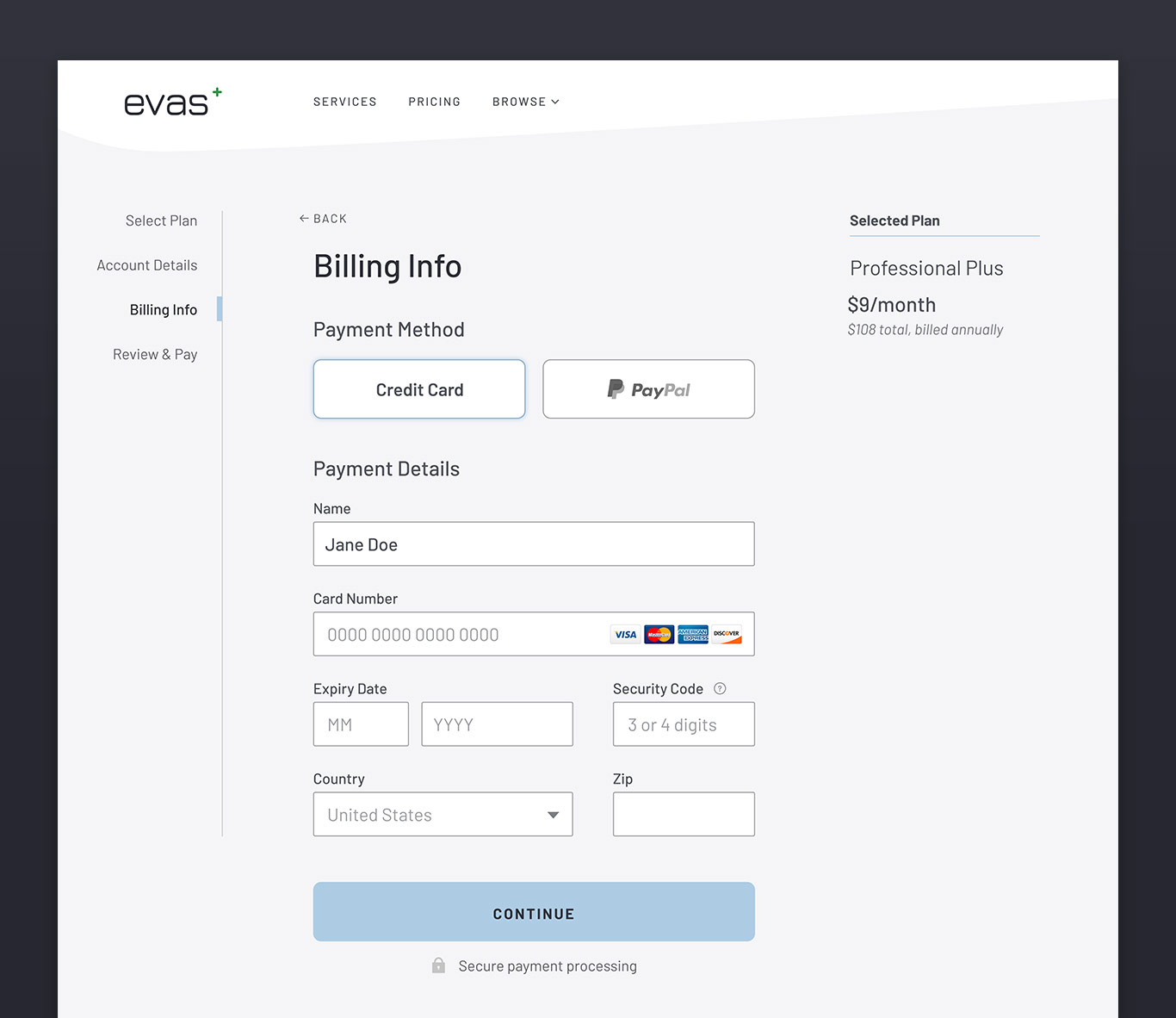 checkout page